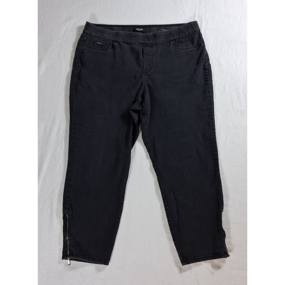 Nine West Heidi Pull On Skinny Crop Jeans Black Size 16 Ankle Zip Crop Pants